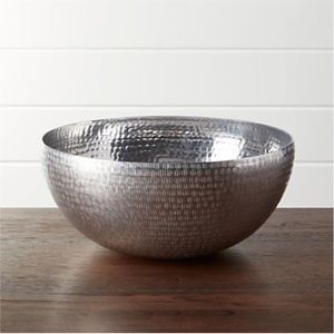 Crate and Barrel Luau hammered silver bowl